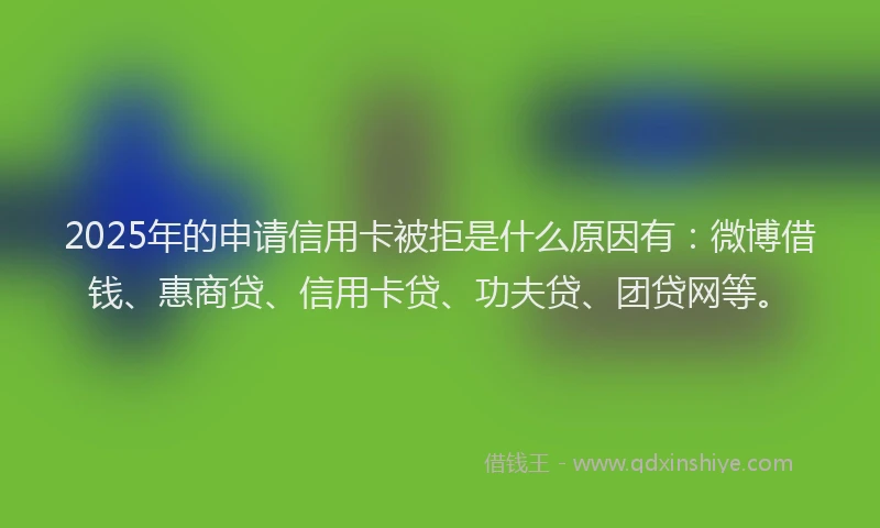 2025年的申请信用卡被拒是什么原因有：微博借钱、惠商贷、信用卡贷、功夫贷、团贷网等。
