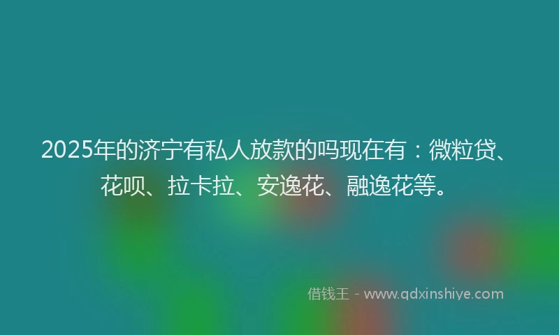 2025年的济宁有私人放款的吗现在有：微粒贷、花呗、拉卡拉、安逸花、融逸花等。
