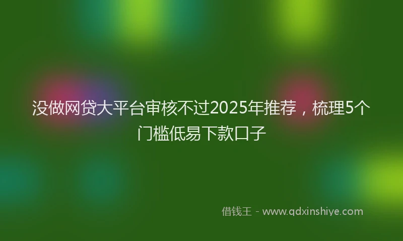 没做网贷大平台审核不过2025年推荐，梳理5个门槛低易下款口子
