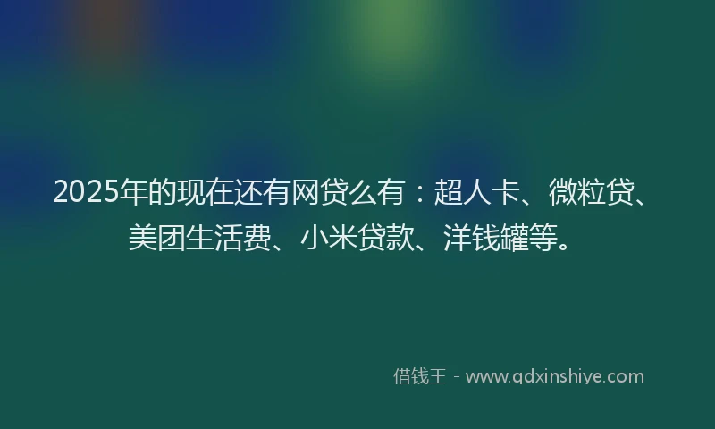 2025年的现在还有网贷么有：超人卡、微粒贷、美团生活费、小米贷款、洋钱罐等。