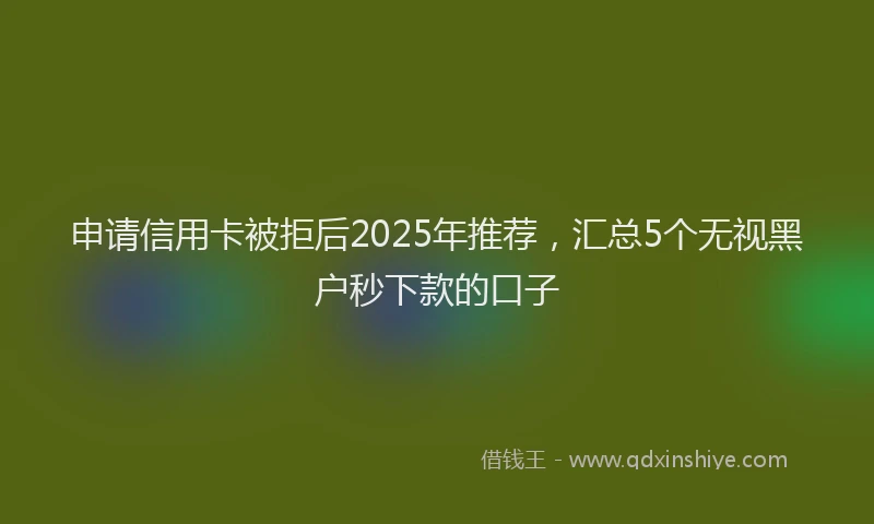 申请信用卡被拒后2025年推荐，汇总5个无视黑户秒下款的口子