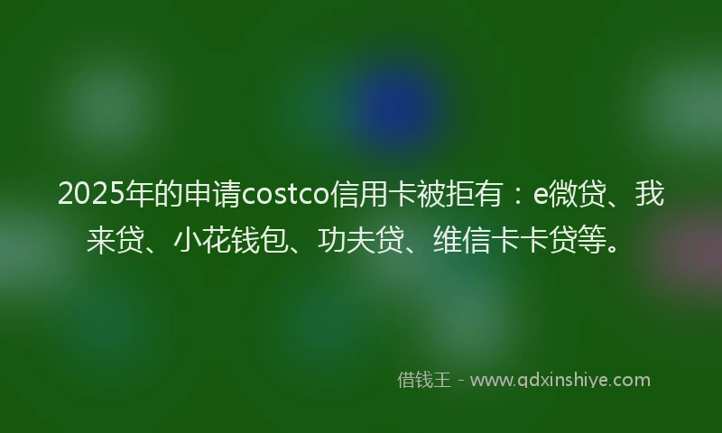2025年的申请costco信用卡被拒有：e微贷、我来贷、小花钱包、功夫贷、维信卡卡贷等。