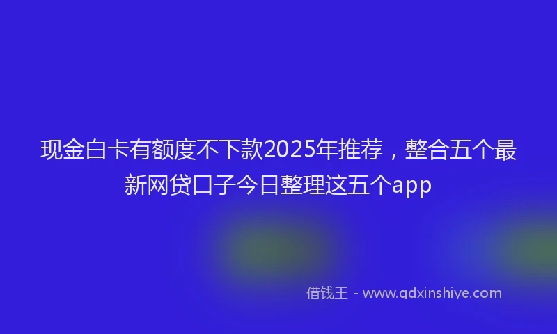 现金白卡有额度不下款2025年推荐，整合五个最新网贷口子今日整理这五个app