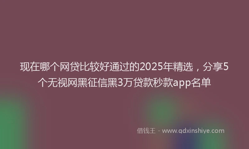 现在哪个网贷比较好通过的2025年精选，分享5个无视网黑征信黑3万贷款秒款app名单