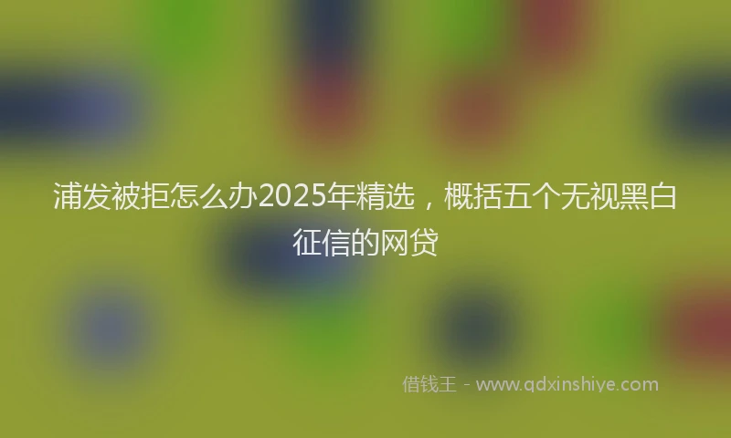 浦发被拒怎么办2025年精选，概括五个无视黑白征信的网贷