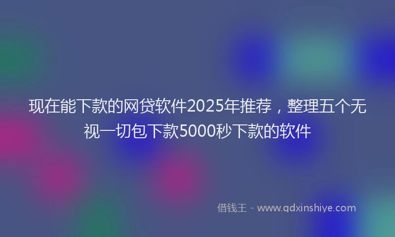 现在能下款的网贷软件2025年推荐，整理五个无视一切包下款5000秒下款的软件
