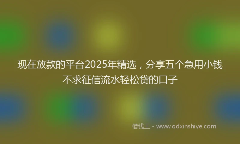 现在放款的平台2025年精选，分享五个急用小钱不求征信流水轻松贷的口子