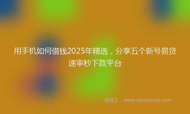 用手机如何借钱2025年精选，分享五个新号易贷速审秒下款平台