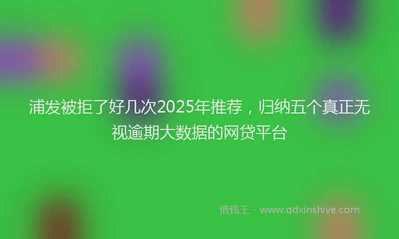 浦发被拒了好几次2025年推荐，归纳五个真正无视逾期大数据的网贷平台