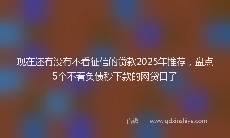 现在还有没有不看征信的贷款2025年推荐，盘点5个不看负债秒下款的网贷口子