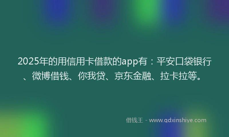 2025年的用信用卡借款的app有：平安口袋银行、微博借钱、你我贷、京东金融、拉卡拉等。