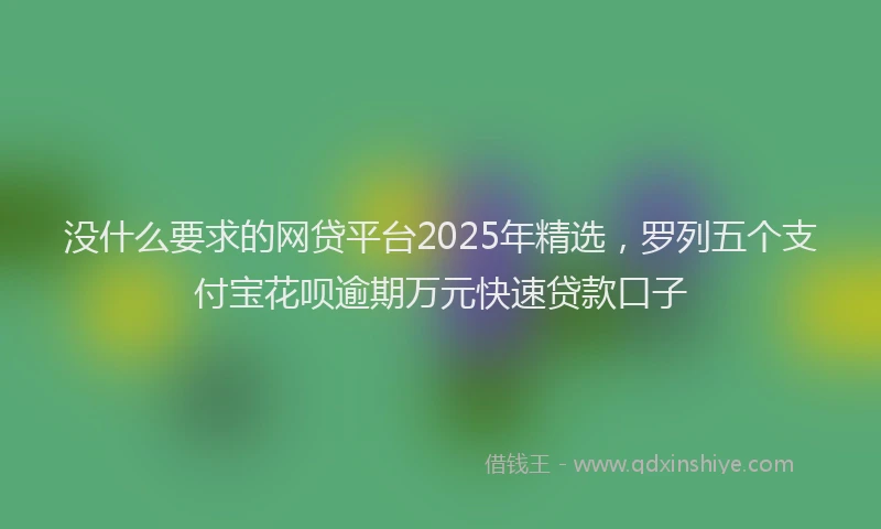 没什么要求的网贷平台2025年精选，罗列五个支付宝花呗逾期万元快速贷款口子