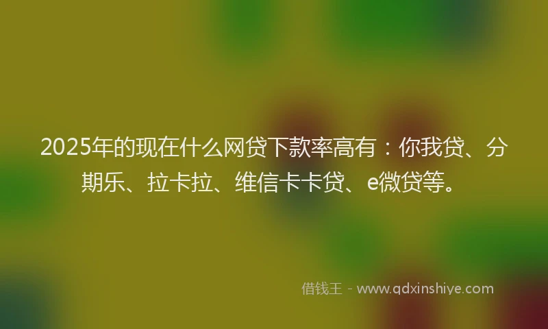 2025年的现在什么网贷下款率高有：你我贷、分期乐、拉卡拉、维信卡卡贷、e微贷等。