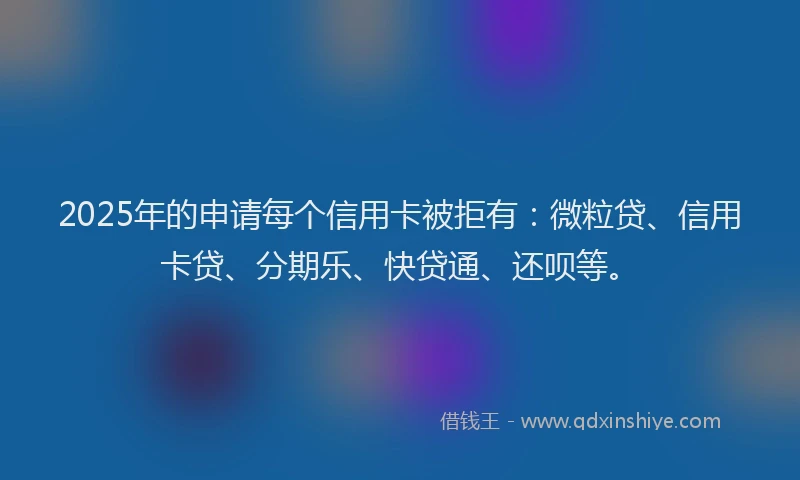 2025年的申请每个信用卡被拒有：微粒贷、信用卡贷、分期乐、快贷通、还呗等。