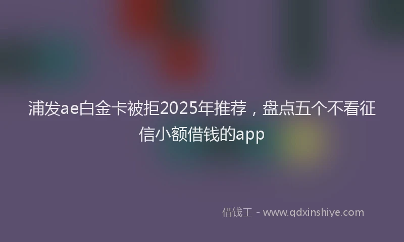 浦发ae白金卡被拒2025年推荐，盘点五个不看征信小额借钱的app