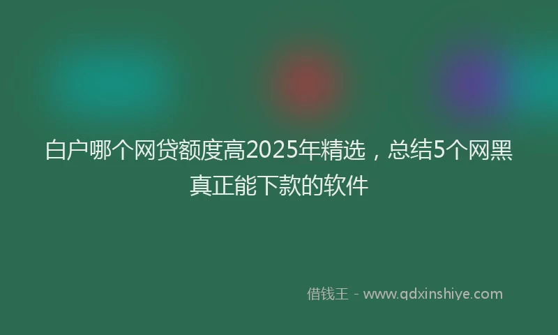 白户哪个网贷额度高2025年精选，总结5个网黑真正能下款的软件