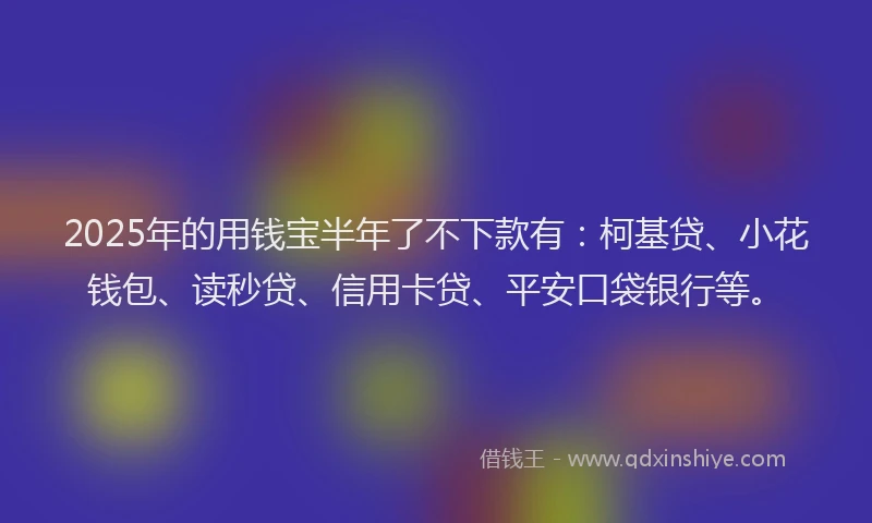 2025年的用钱宝半年了不下款有：柯基贷、小花钱包、读秒贷、信用卡贷、平安口袋银行等。