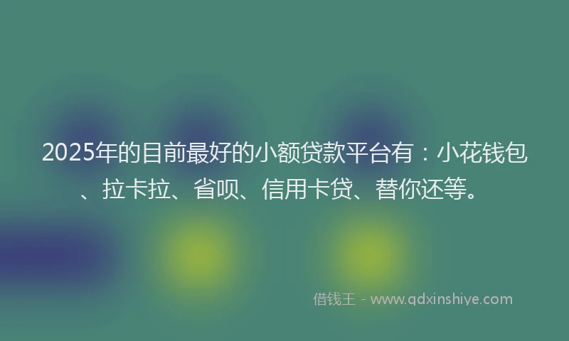 2025年的目前最好的小额贷款平台有：小花钱包、拉卡拉、省呗、信用卡贷、替你还等。