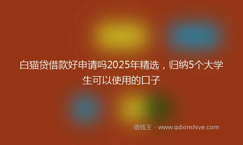 白猫贷借款好申请吗2025年精选，归纳5个大学生可以使用的口子