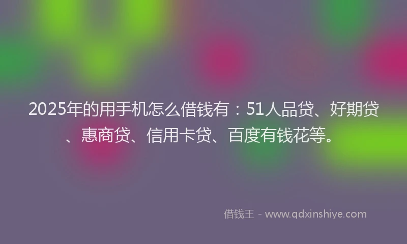 2025年的用手机怎么借钱有：51人品贷、好期贷、惠商贷、信用卡贷、百度有钱花等。
