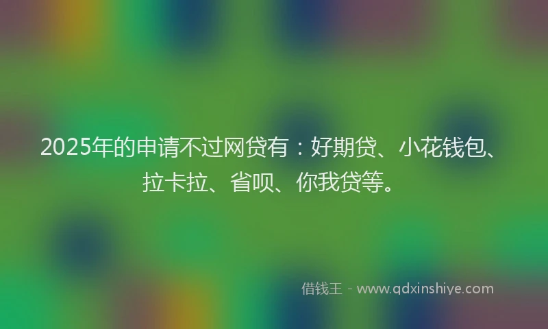 2025年的申请不过网贷有：好期贷、小花钱包、拉卡拉、省呗、你我贷等。