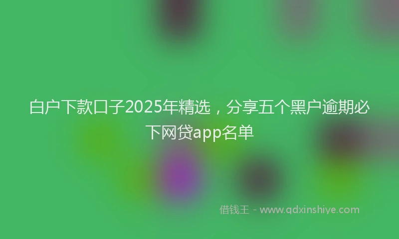 白户下款口子2025年精选，分享五个黑户逾期必下网贷app名单