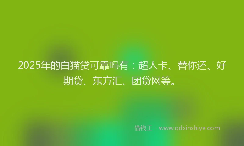 2025年的白猫贷可靠吗有：超人卡、替你还、好期贷、东方汇、团贷网等。