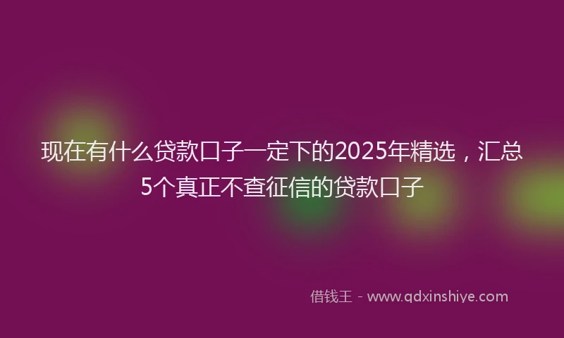 现在有什么贷款口子一定下的2025年精选，汇总5个真正不查征信的贷款口子