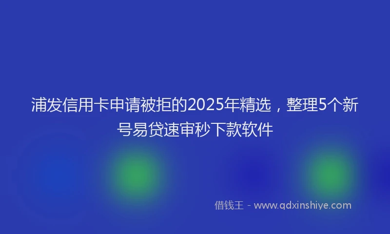 浦发信用卡申请被拒的2025年精选，整理5个新号易贷速审秒下款软件