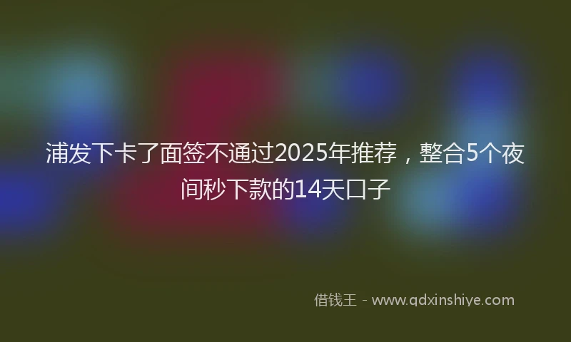 浦发下卡了面签不通过2025年推荐，整合5个夜间秒下款的14天口子