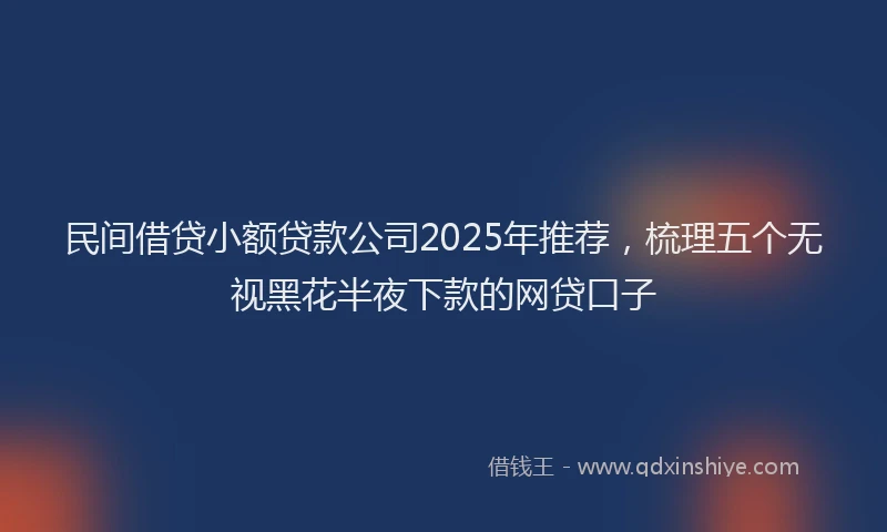 民间借贷小额贷款公司2025年推荐，梳理五个无视黑花半夜下款的网贷口子