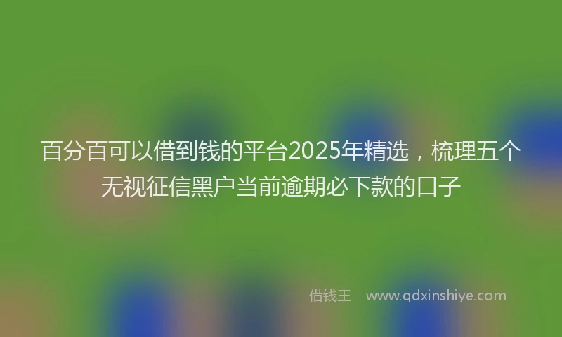 百分百可以借到钱的平台2025年精选，梳理五个无视征信黑户当前逾期必下款的口子