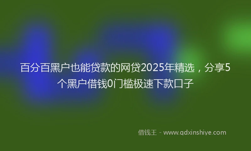 百分百黑户也能贷款的网贷2025年精选，分享5个黑户借钱0门槛极速下款口子