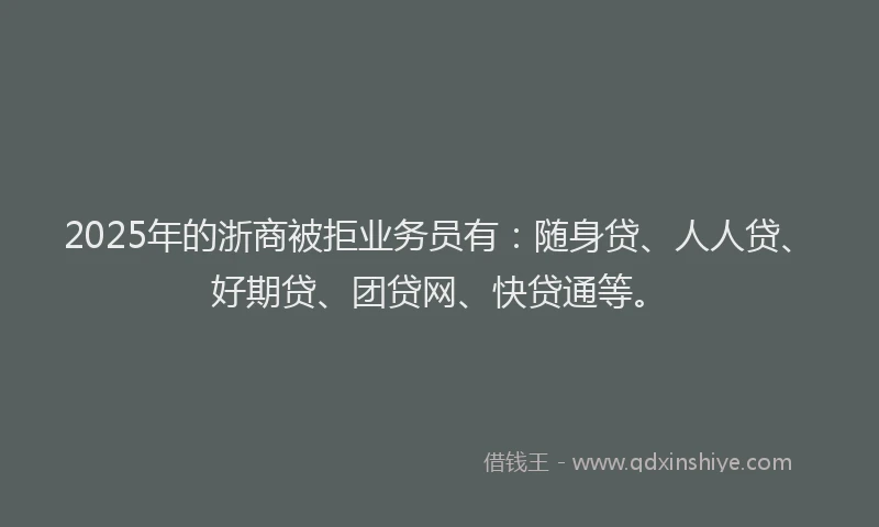 2025年的浙商被拒业务员有：随身贷、人人贷、好期贷、团贷网、快贷通等。