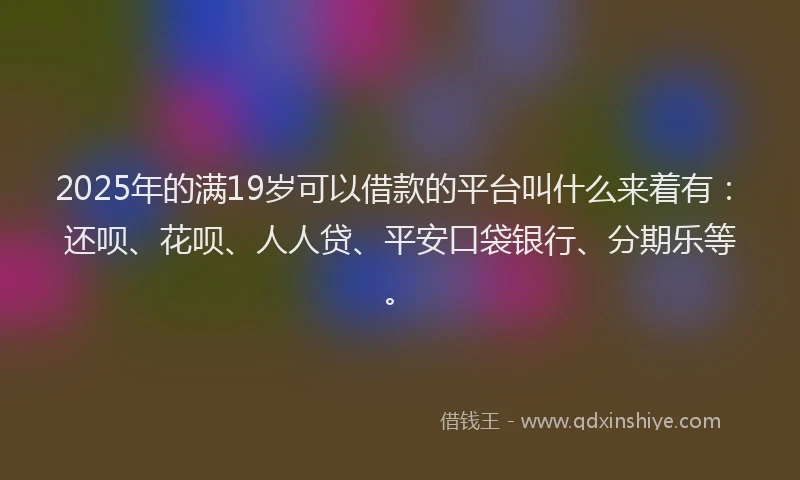 2025年的满19岁可以借款的平台叫什么来着有：还呗、花呗、人人贷、平安口袋银行、分期乐等。