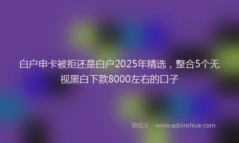 白户申卡被拒还是白户2025年精选，整合5个无视黑白下款8000左右的口子