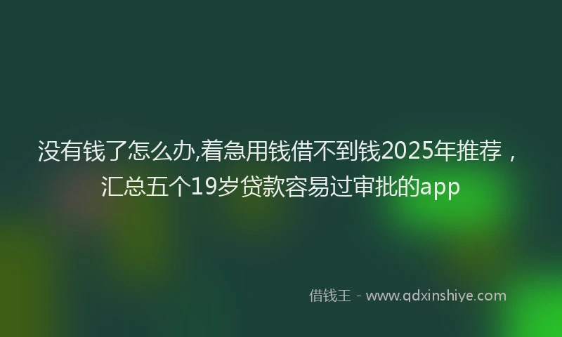 没有钱了怎么办,着急用钱借不到钱2025年推荐，汇总五个19岁贷款容易过审批的app