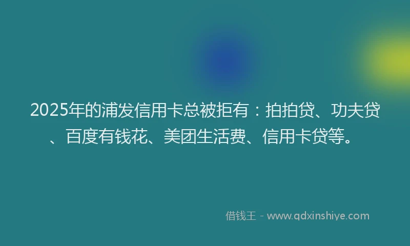 2025年的浦发信用卡总被拒有：拍拍贷、功夫贷、百度有钱花、美团生活费、信用卡贷等。