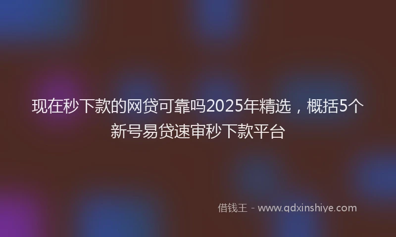 现在秒下款的网贷可靠吗2025年精选，概括5个新号易贷速审秒下款平台