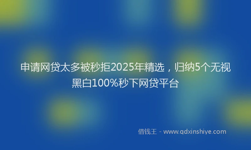 申请网贷太多被秒拒2025年精选，归纳5个无视黑白100%秒下网贷平台