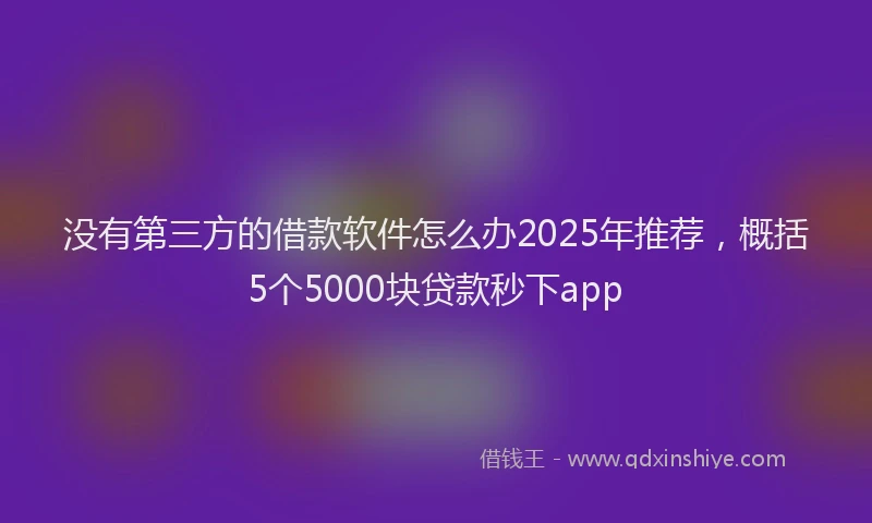 没有第三方的借款软件怎么办2025年推荐，概括5个5000块贷款秒下app