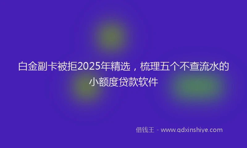 白金副卡被拒2025年精选，梳理五个不查流水的小额度贷款软件