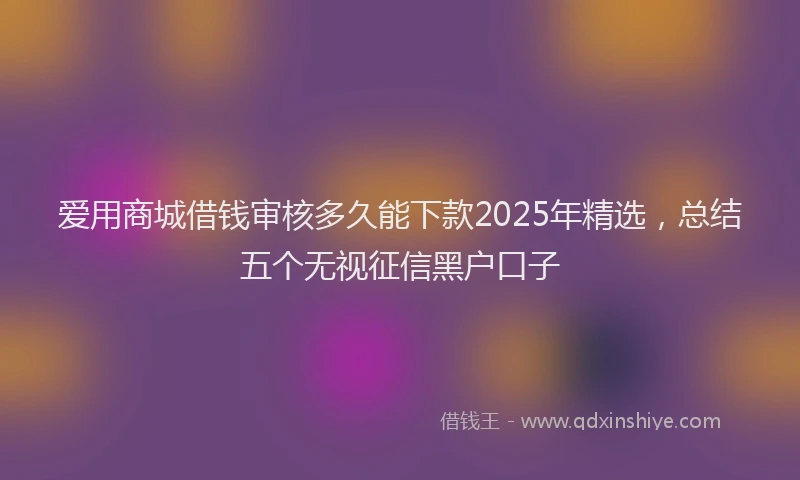 爱用商城借钱审核多久能下款2025年精选，总结五个无视征信黑户口子