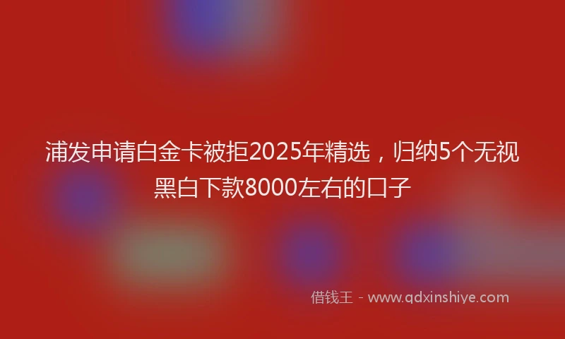 浦发申请白金卡被拒2025年精选，归纳5个无视黑白下款8000左右的口子
