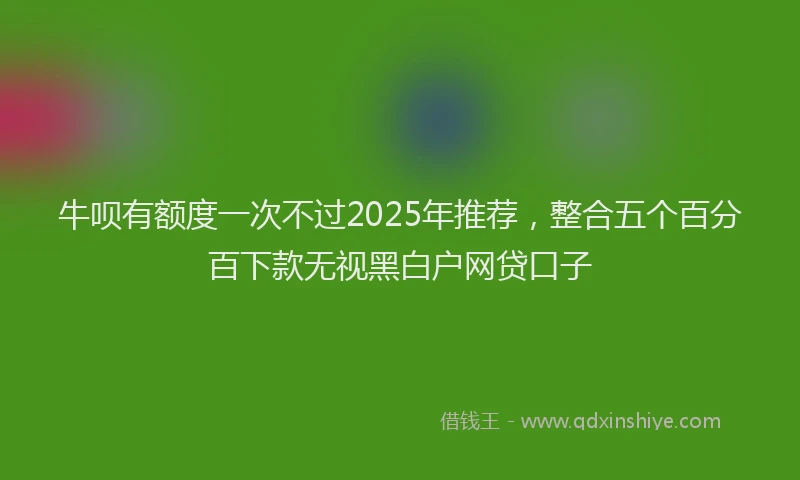牛呗有额度一次不过2025年推荐，整合五个百分百下款无视黑白户网贷口子