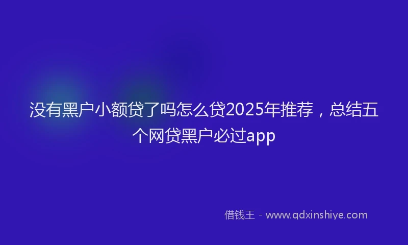 没有黑户小额贷了吗怎么贷2025年推荐，总结五个网贷黑户必过app