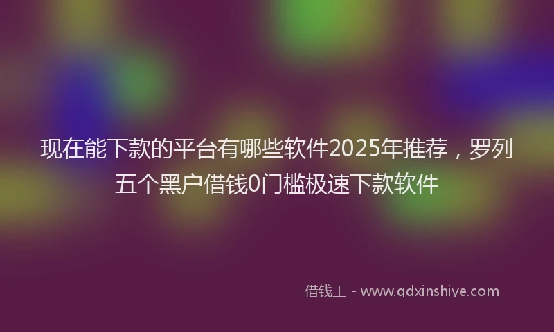 现在能下款的平台有哪些软件2025年推荐，罗列五个黑户借钱0门槛极速下款软件