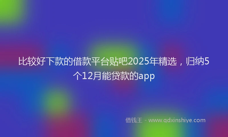 比较好下款的借款平台贴吧2025年精选，归纳5个12月能贷款的app