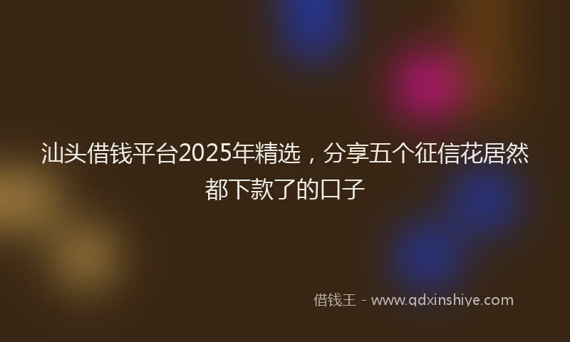 汕头借钱平台2025年精选，分享五个征信花居然都下款了的口子