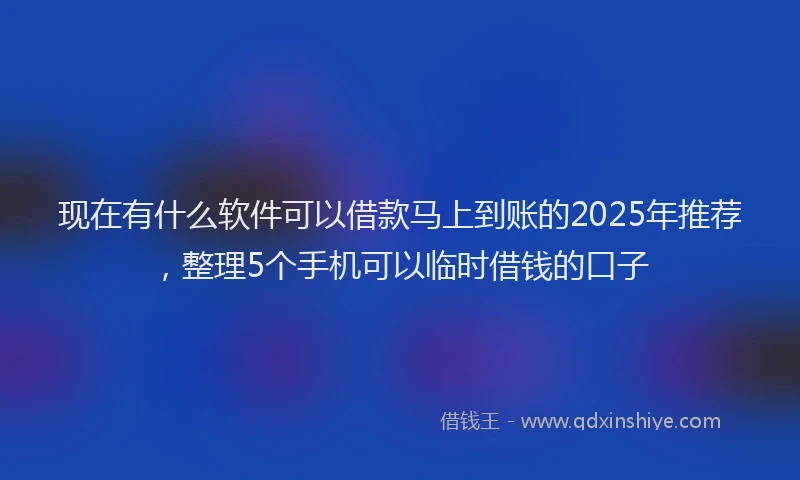 现在有什么软件可以借款马上到账的2025年推荐，整理5个手机可以临时借钱的口子